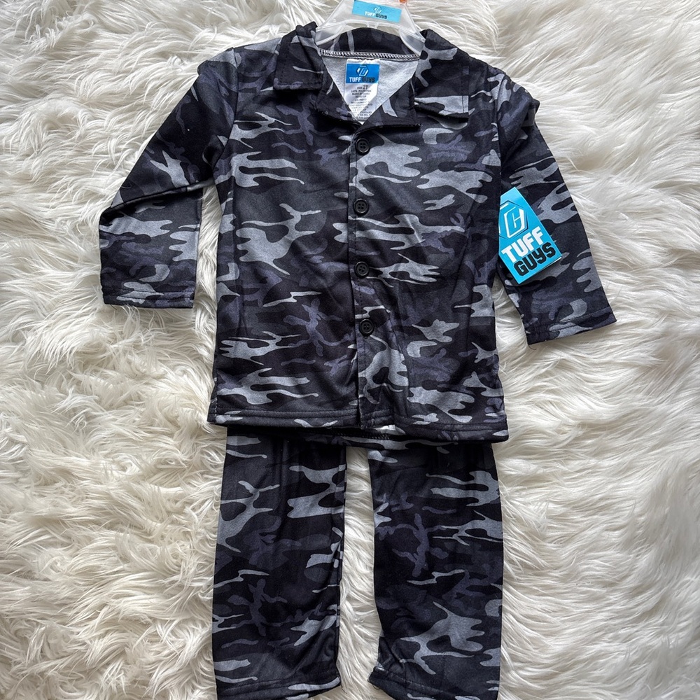 Tuff Guys Gray Camouflage Kids Pajama Set